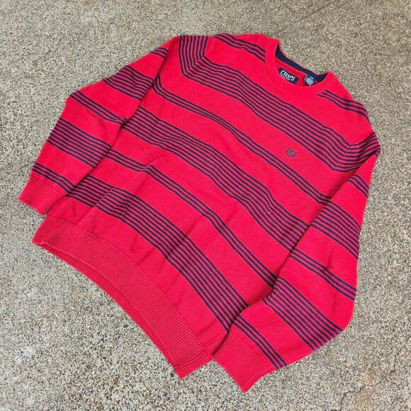 Vtg 90s Y2k CHAPS RALPH LAUREN Colorblock Stripe Heavyweight Knit Sweater Lg - Picture 2 of 5
